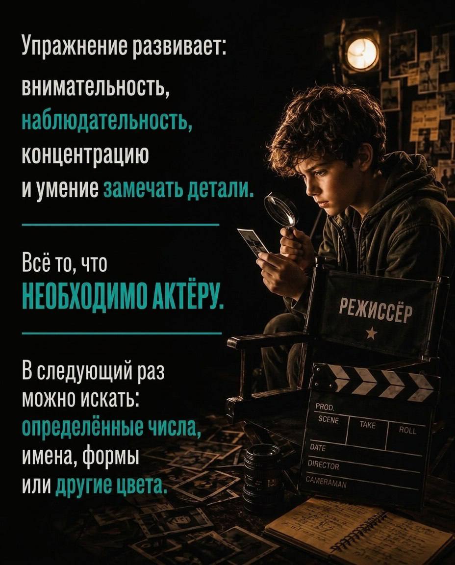 Простое упражнение для ребёнка на АКТЕРСКОЕ ВНИМАНИЕ👌
