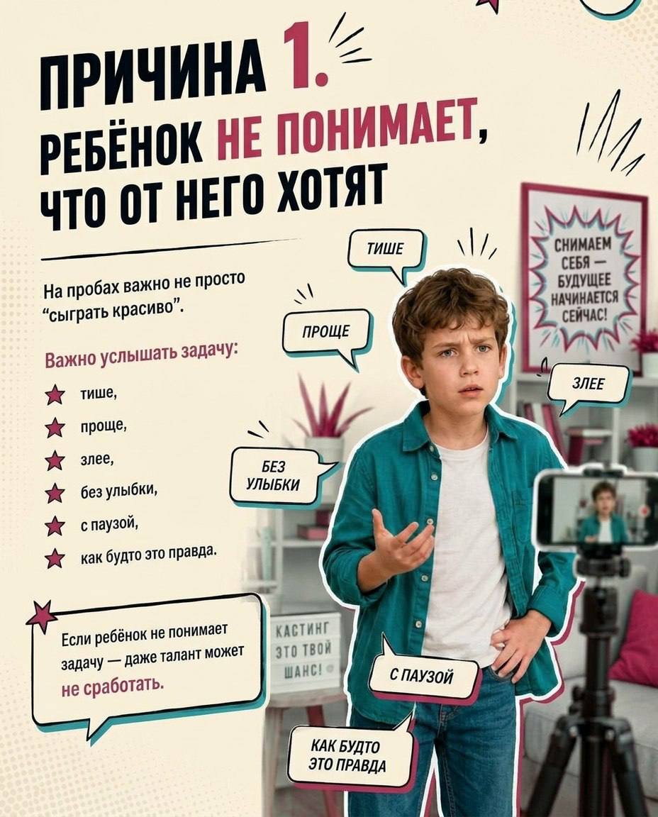 🤫Почему ребёнок раз за разом получает отказ на кастингах?